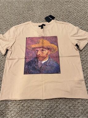 FOREVER 21 Beige Graphic Art Print Short-Sleeve T-Shirt NWT